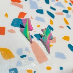 Neon Lightning Bolt Earrings